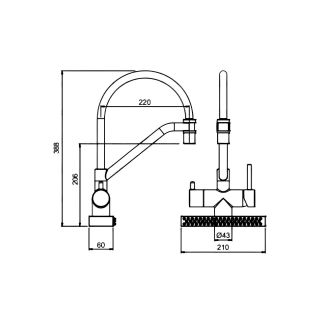 Смеситель для кухни Gappo G4098-9 с водопадом и гибким изливом оружейная сталь